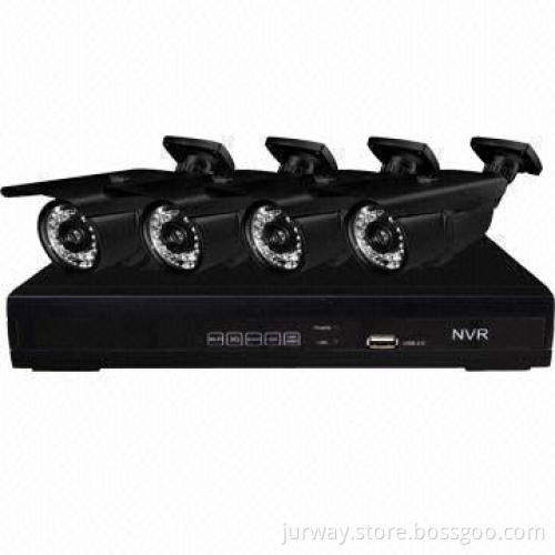 NVR and IPC Home Kit, 1 x NVR, 4 x 1.0MP IP Camera, Supports 4CH 960P/2CH 1,080P + 2CH 720P